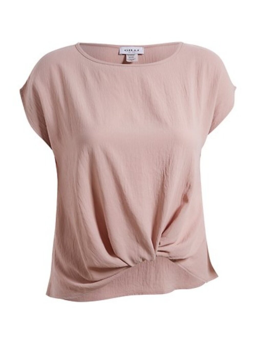 KORYE Women's Side Knot Short Sleeve Top Size 1XL In Tan